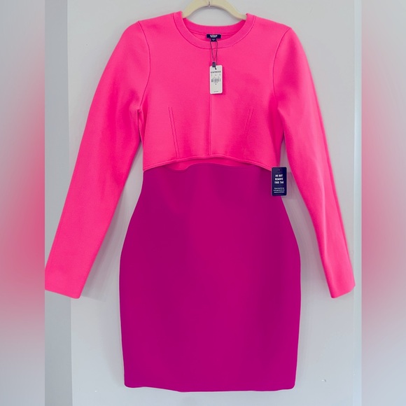 New with Tag! Express, women’s medium, pink & magenta open midriff stretch mini - Picture 1 of 9